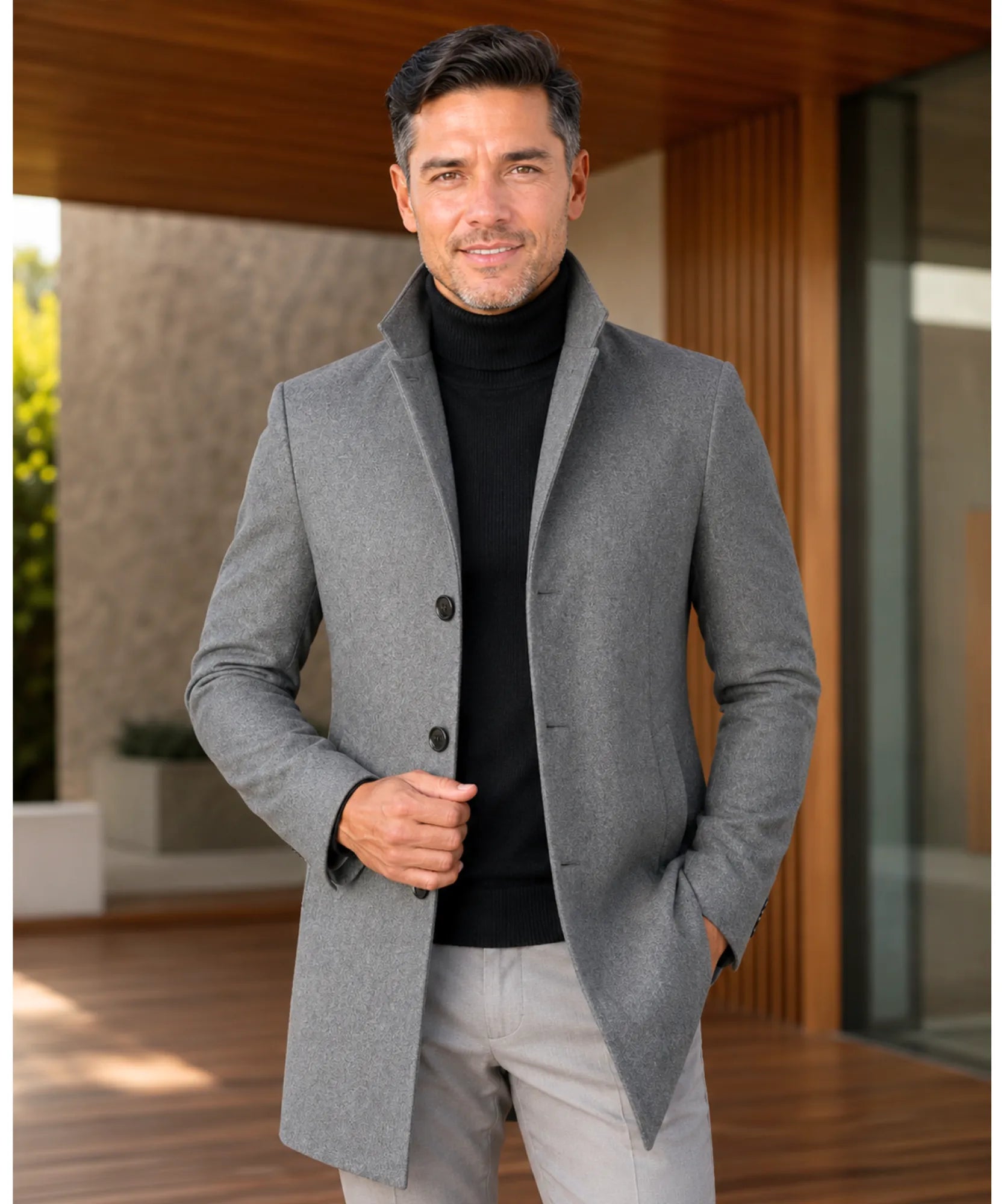 Comprar sobretudo masculino lã gola padre botões social elegante executivo trabalho barato em promoção ZARA