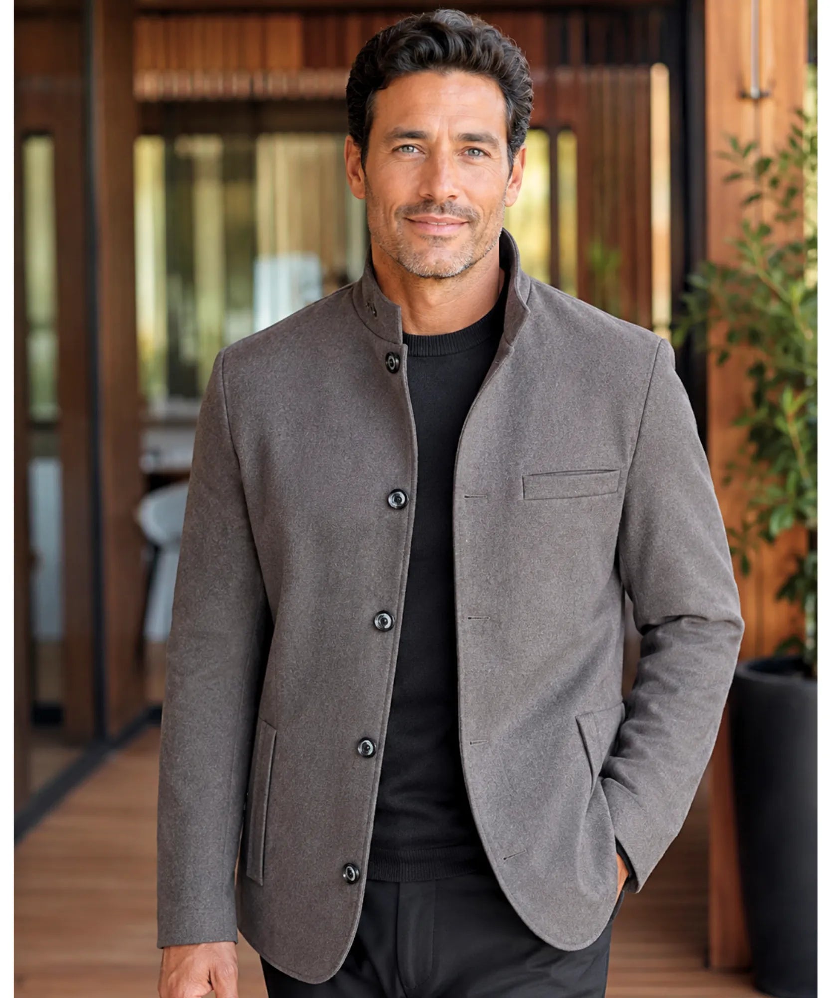Comprar sobretudo masculino lã gola padre botões social elegante executivo trabalho barato em promoção ZARA