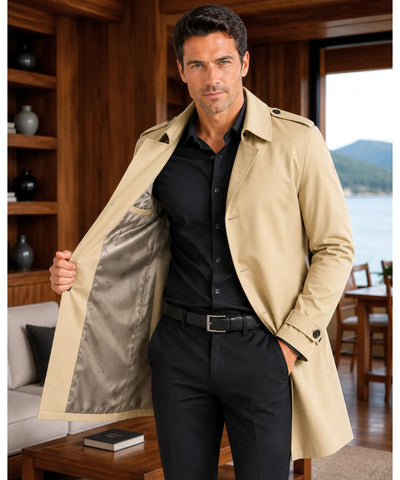 Comprar sobretudo masculino longo botões social elegante executivo trabalho formal em promoção ANELLIMN