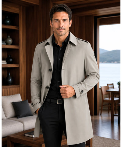Comprar sobretudo masculino longo botões social elegante executivo trabalho formal em promoção ANELLIMN