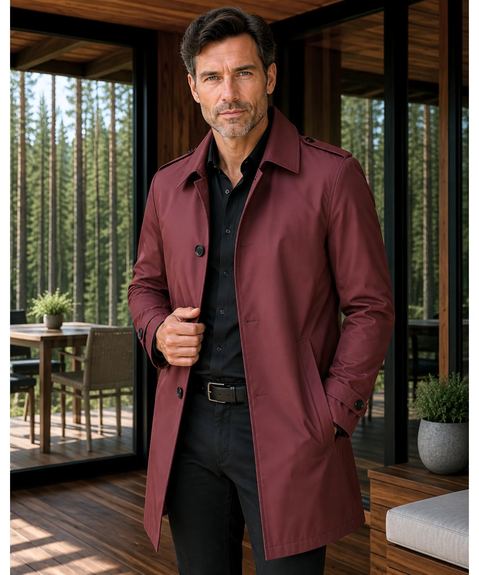 Comprar sobretudo masculino longo botões social elegante executivo trabalho formal em promoção ANELLIMN