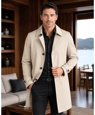 Comprar sobretudo masculino longo botões social elegante executivo trabalho formal em promoção ANELLIMN