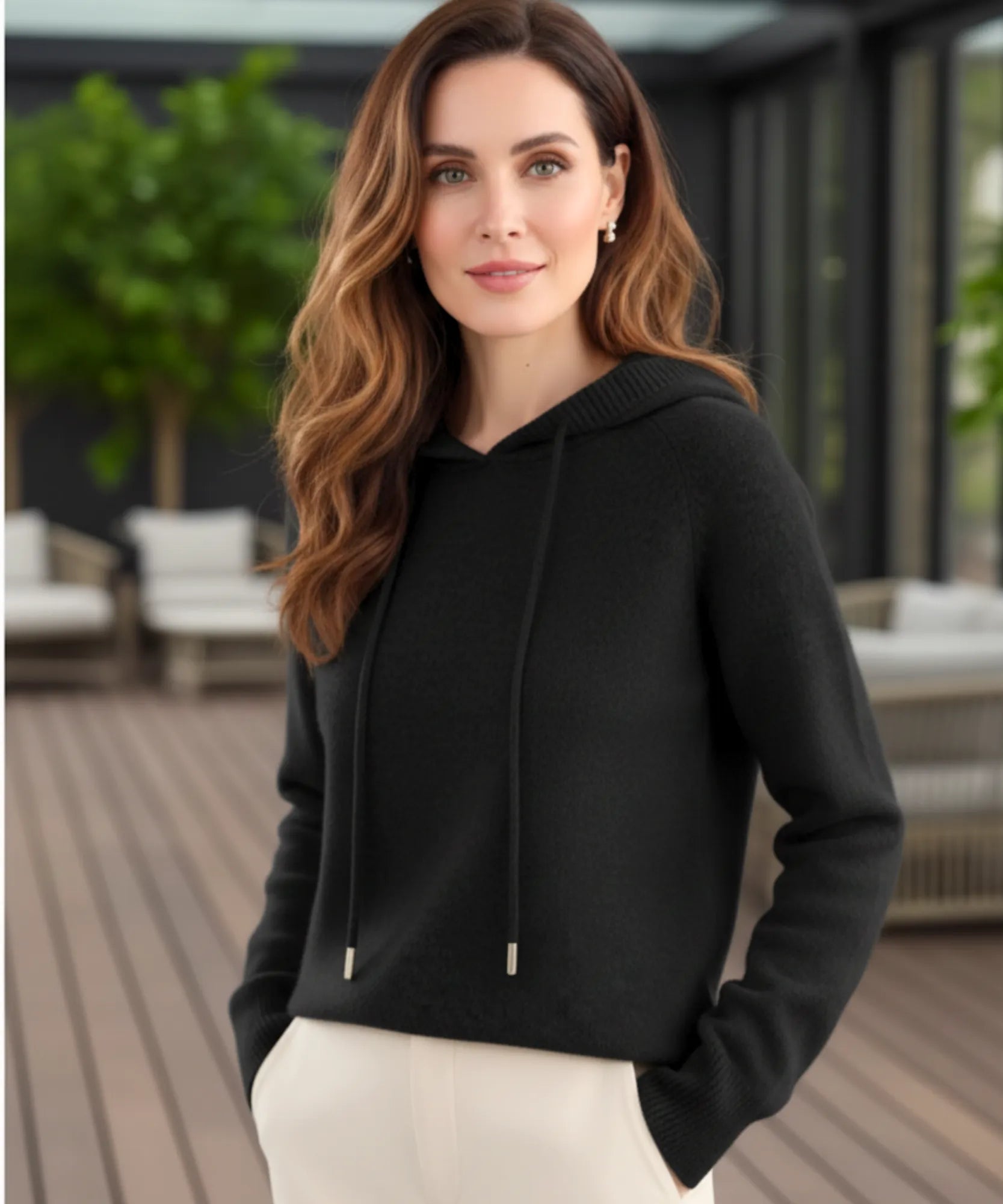 Comprar Suéter Feminino Tricô Capuz Manga Longa Oversized confortável inverno trabalho casual barato promoção ZARA