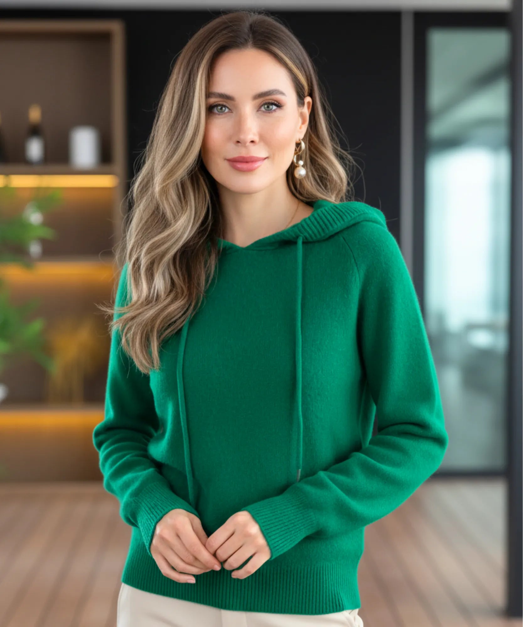 Comprar Suéter Feminino Tricô Capuz Manga Longa Oversized confortável inverno trabalho casual barato promoção ZARA