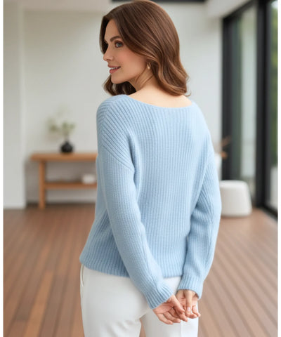 Comprar suéter feminino de tricô com fio aveludado leve e caimento solto para meia-estação com estilo sofisticado e confortável  ANELLIMN