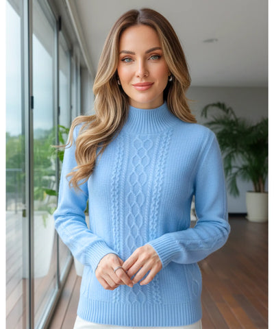 Comprar Suéter feminino de tricot com gola alta para inverno com estilo refinado e confortável barato ZARA