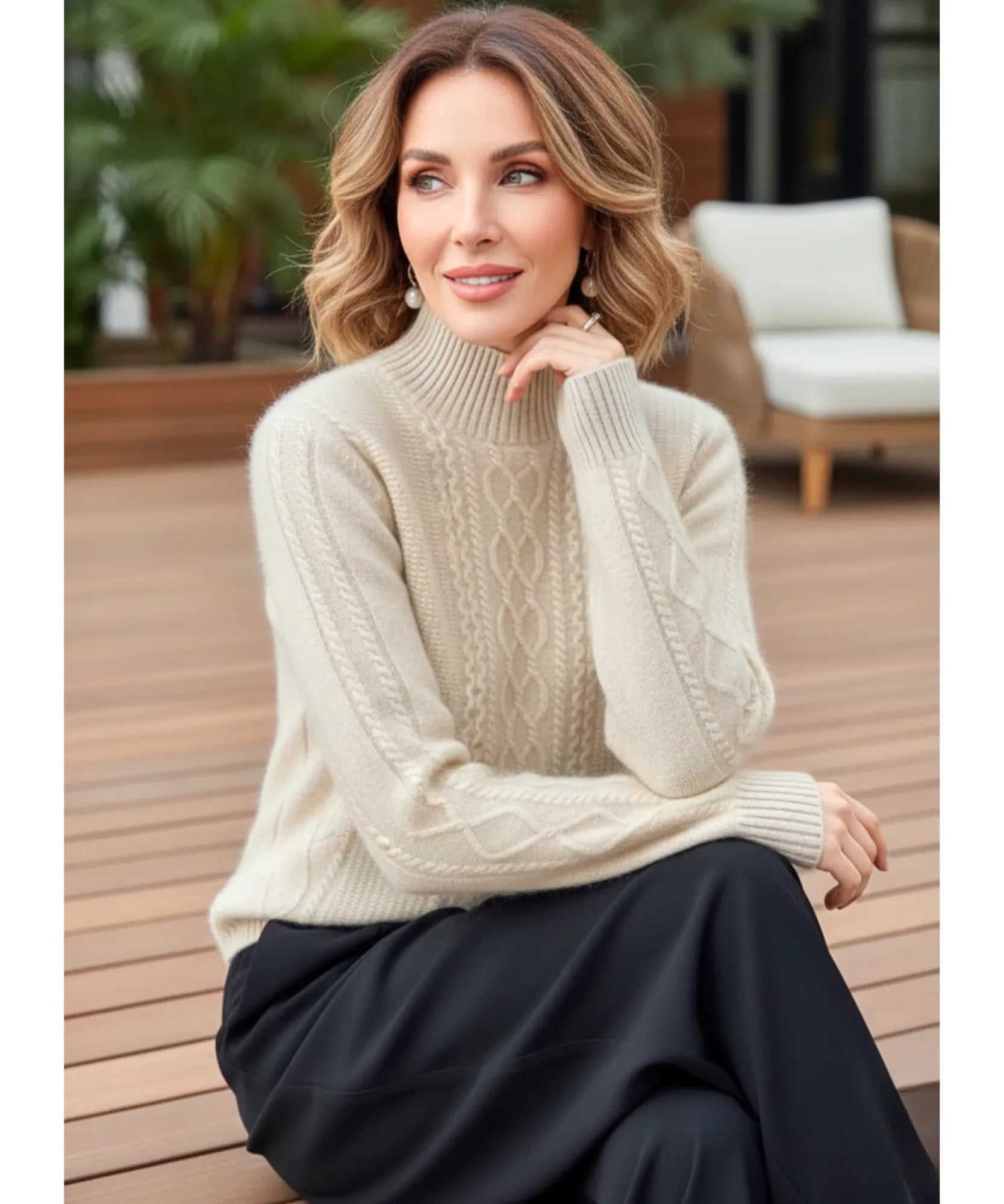 Comprar Suéter feminino de tricot com gola alta para inverno com estilo refinado e confortável barato ZARA