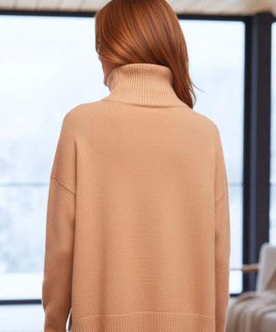 Comprar suéter feminino tricot gola alta oversized barato para o inverno