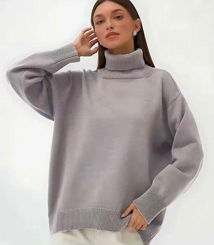 Suéter Feminino de Tricot Oversized Gola Alta | Malik