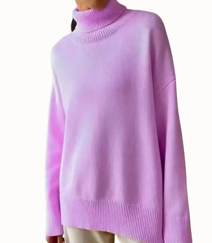 Suéter Feminino de Tricot Oversized Gola Alta | Malik