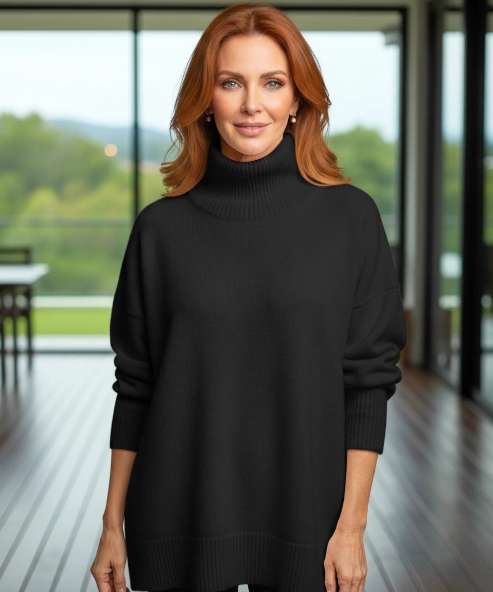 Comprar suéter feminino tricot gola alta oversized barato para o inverno