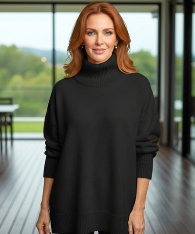 Comprar suéter feminino tricot gola alta oversized barato para o inverno