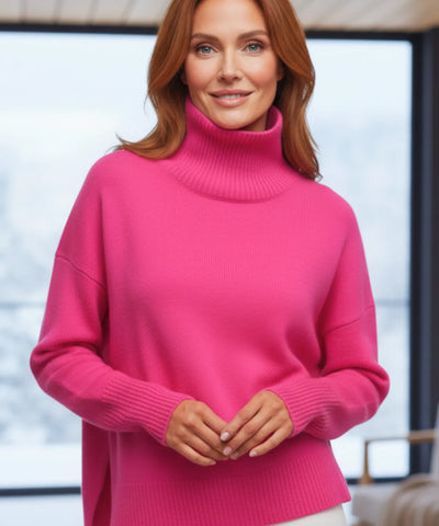 Comprar suéter feminino tricot gola alta oversized barato para o inverno