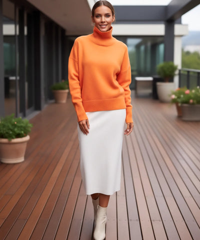 Suéter Feminino Tricot Oversized Gola Alta Leve | Malik