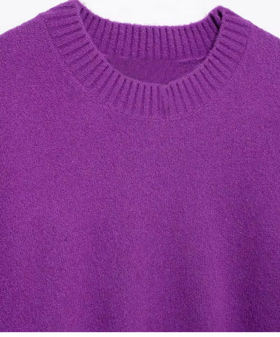 Comprar suéter feminino tricot gola redonda grosso felpudo manga longa casual inverno em promoção  ZARA