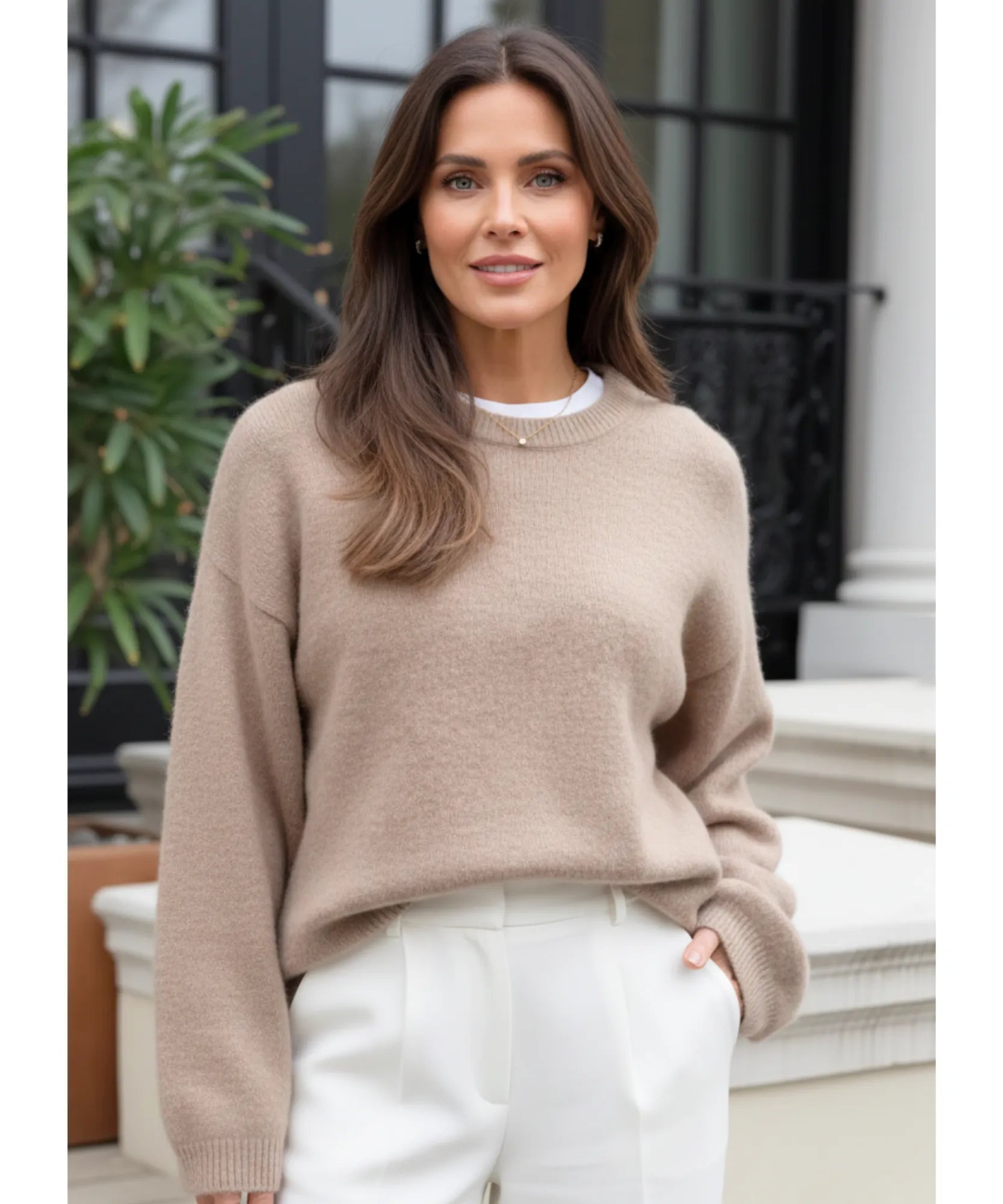 Comprar suéter feminino de tricot grosso peluciado com gola redonda para looks elegantes de inverno barato ZARA