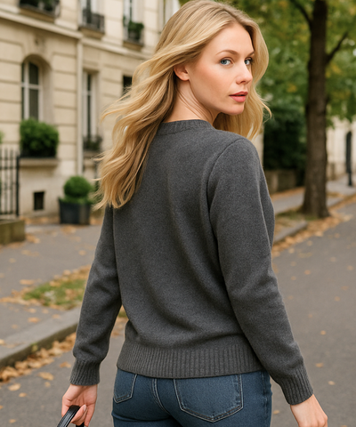 Suéter Feminino Tricot Grosso com Gola Redonda Elegante | Emma