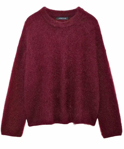 Suéter Feminino Tricot Grosso com Gola Redonda Elegante | Emma