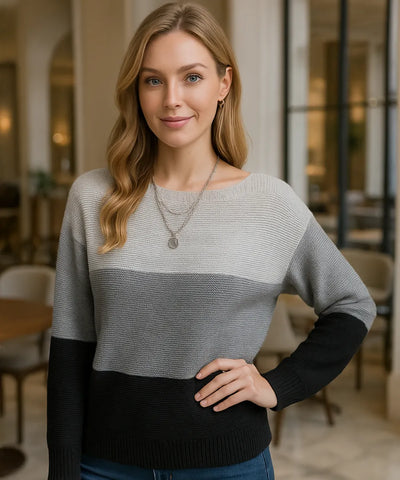 Comprar suéter feminino de tricot cinza elegante e manga longa para looks confortáveis e sofisticados no inverno em promoção ZARA

