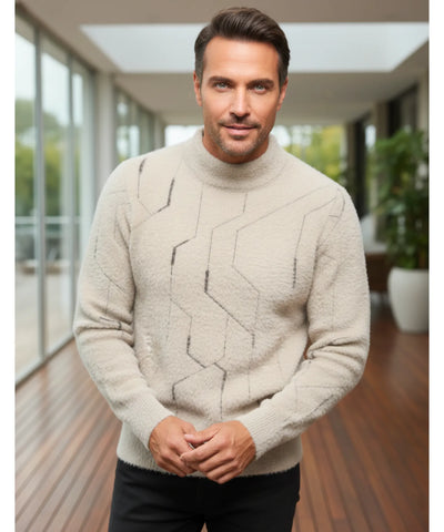 Comprar suéter masculino gola alta padrão geométrico premium conforto elegante social casual barato promoção ZARA