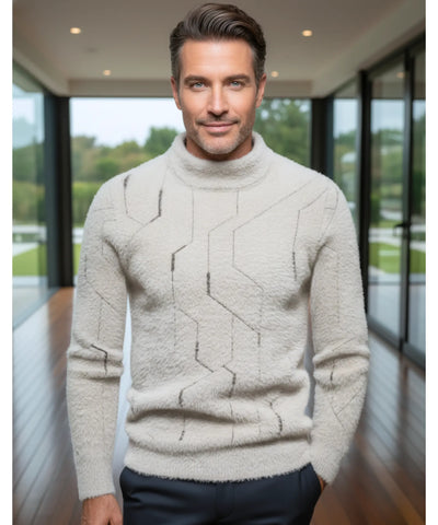 Comprar suéter masculino gola alta padrão geométrico premium conforto elegante social casual barato promoção ZARA