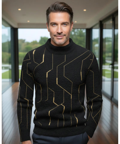 Comprar suéter masculino gola alta padrão geométrico premium conforto elegante social casual barato promoção ZARA