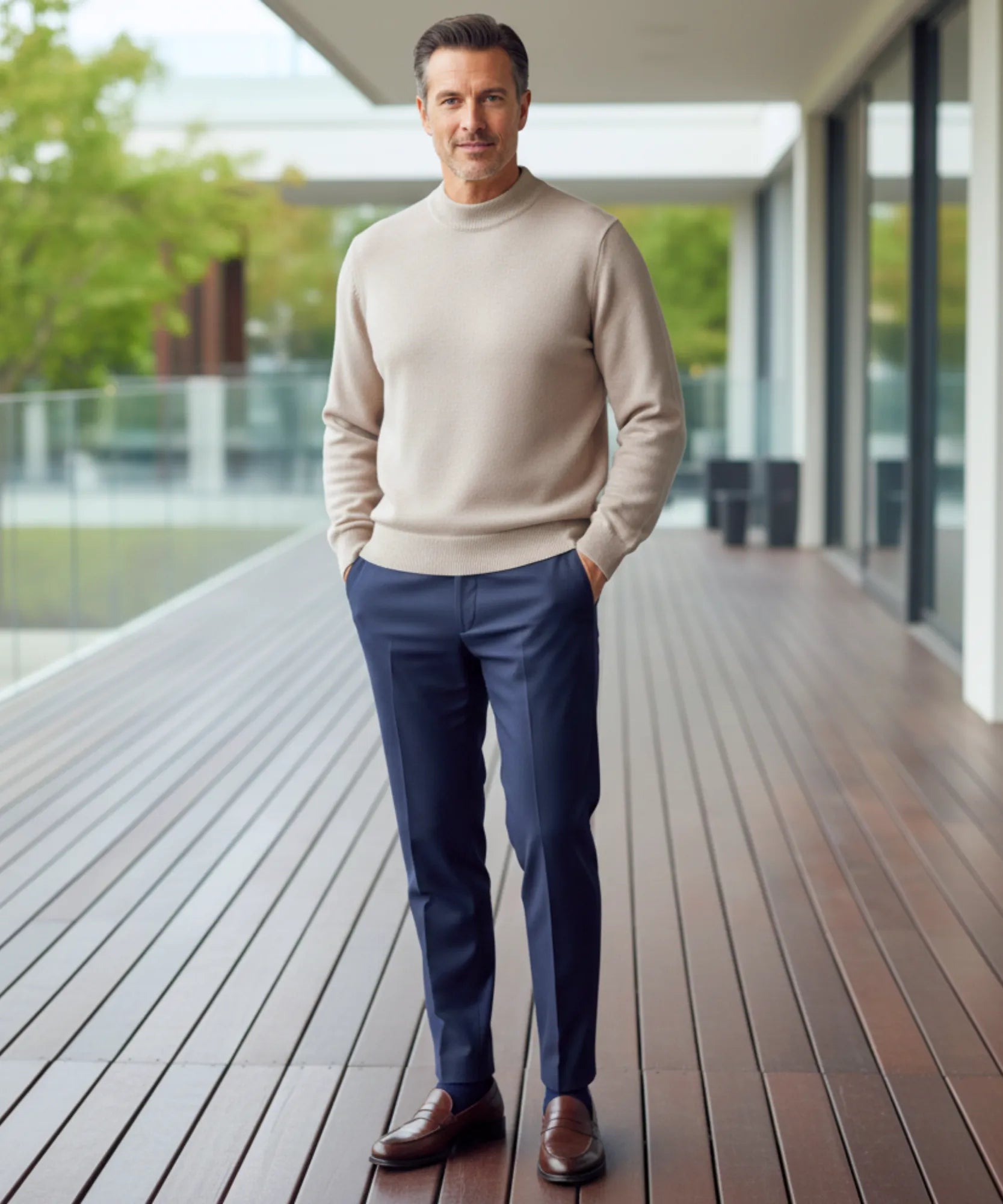 Comprar suéter masculino gola alta tricot forrado premium conforto inverno casual social barato promoção ZARA