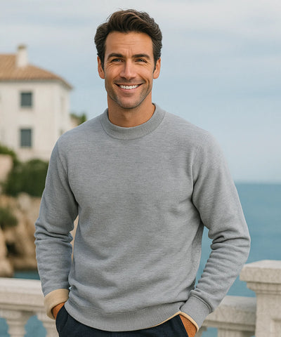 Comprar suéter masculino gola alta tricot forrado premium cinza conforto inverno casual social barato promoção ZARA