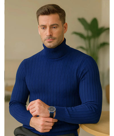 Comprar blusa masculina gola alta tricot azul inverno elegante moderno premium barato em promoção ZARA
