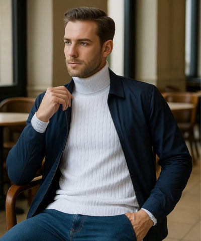 Blusa Masculina Gola Alta Tricot Inverno Elegante | Yoha