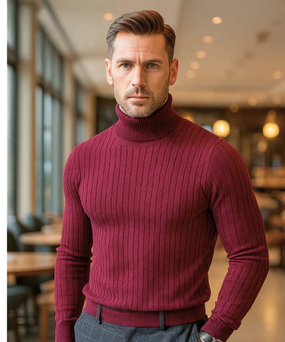 Comprar blusa masculina gola alta tricot vinho inverno elegante moderno premium barato em promoção ZARA
