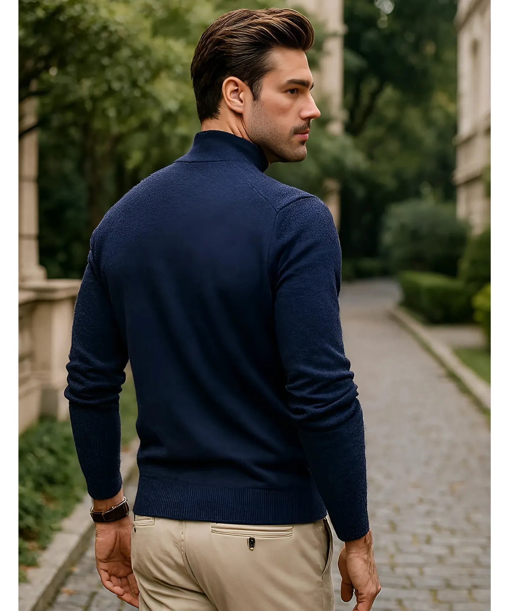 Comprar suéter masculino gola média tricot inverno básico elegante clássico premium em promoção ZARA
