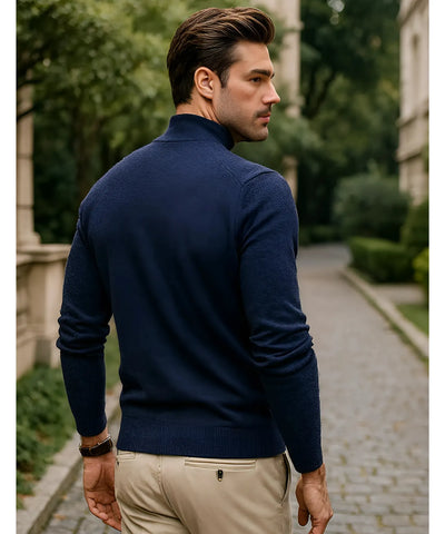 Comprar suéter masculino gola média tricot inverno básico elegante clássico premium em promoção ZARA
