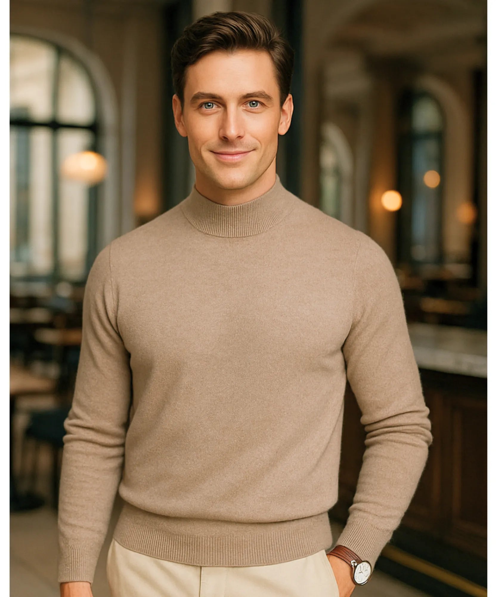 Comprar suéter masculino gola média tricot inverno básico elegante clássico premium em promoção ZARA
