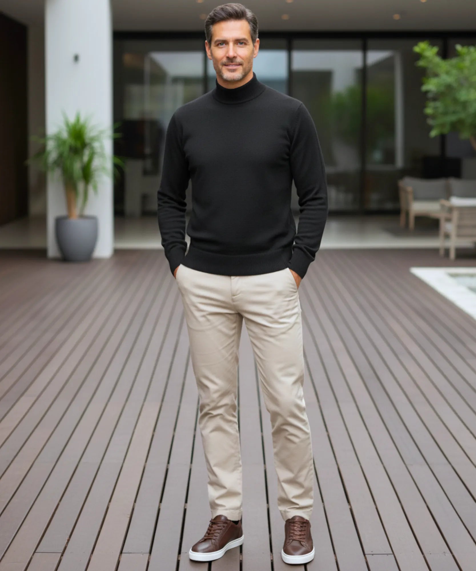 Suéter Masculino Gola Média Tricot Inverno Básico | Luand