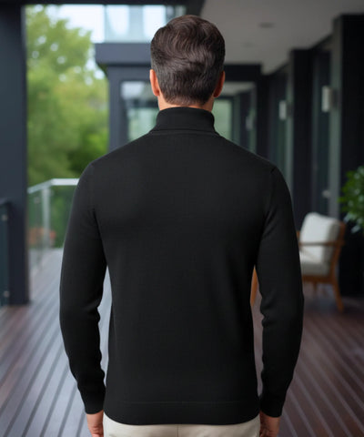 Comprar suéter masculino gola média tricot preto costas em promoção Anellimn
