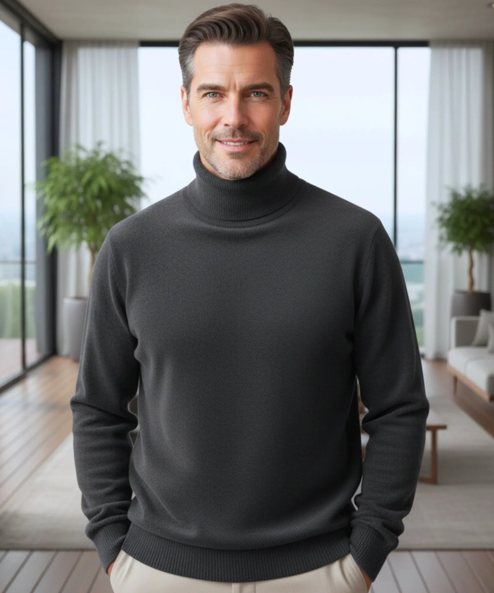 Comprar suéter masculino térmico gola alta com forro peluciado em plush para dias frios com estilo e conforto em promoção ZARA