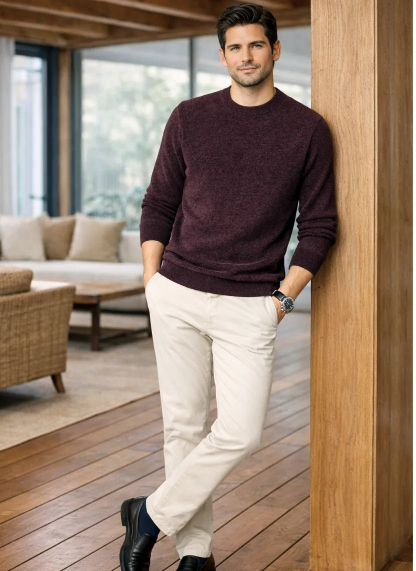 Comprar suéter masculino tricot gola redonda confortável elegante em promoção