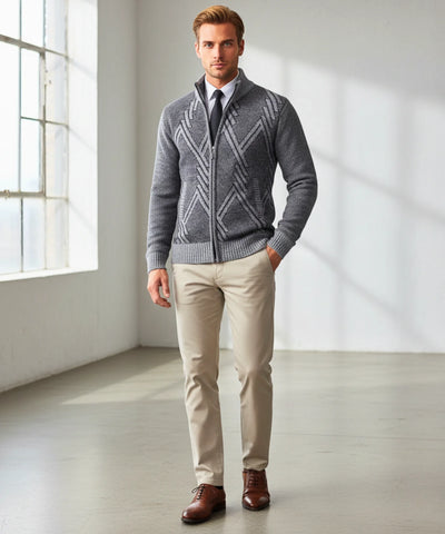 Comprar suéter masculino tricot botões forro xadrez confortável elegante inverno casual barato ou em promoção