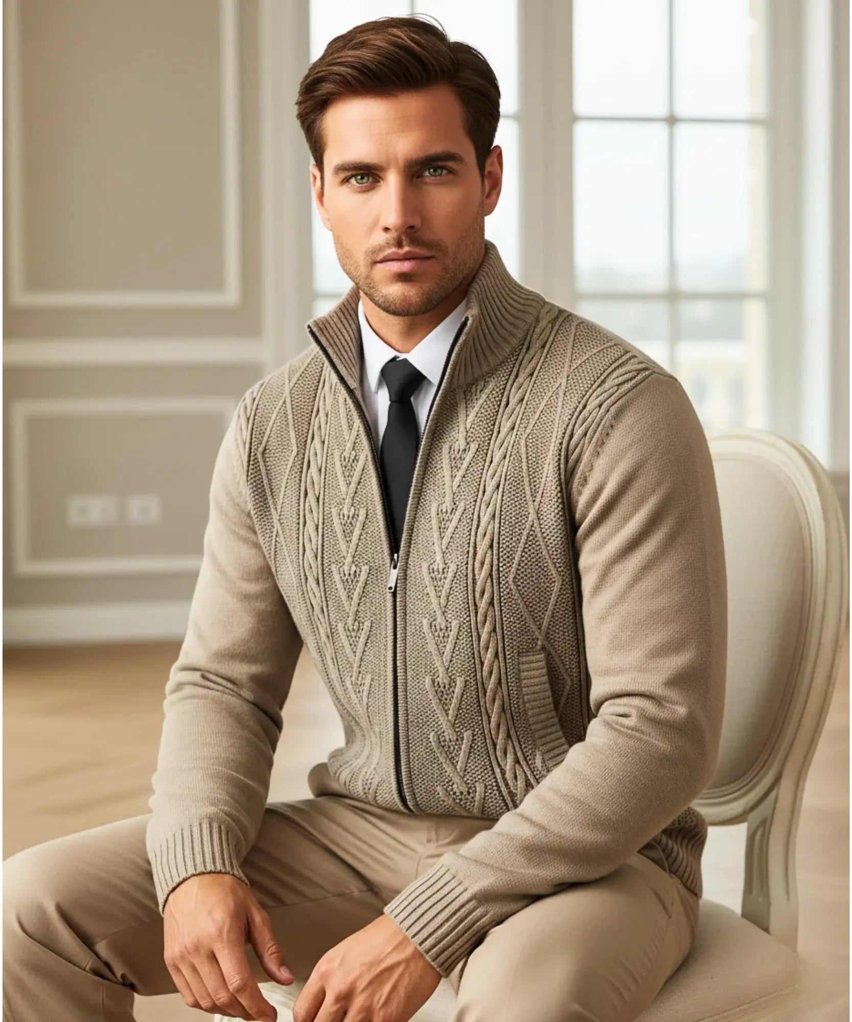 Comprar suéter masculino tricot botões forro xadrez confortável elegante inverno casual barato ou em promoção