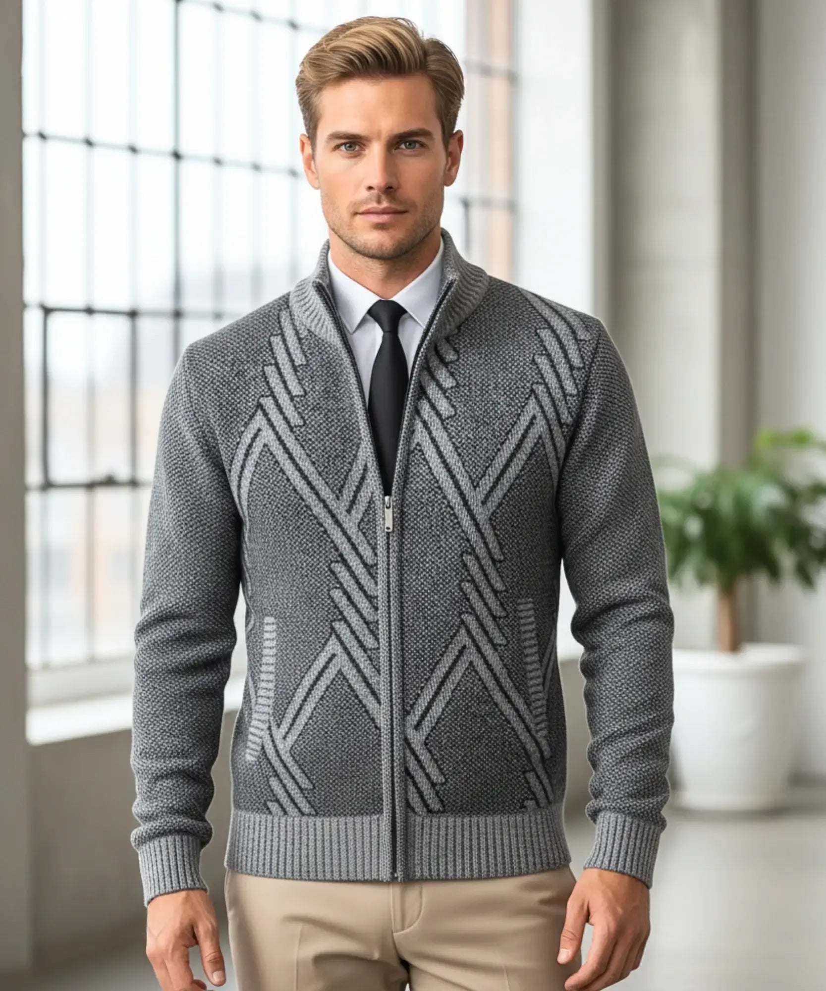 Comprar suéter masculino tricot botões forro xadrez confortável elegante inverno casual barato ou em promoção