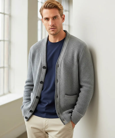 Comprar suéter masculino tricot botões forro xadrez confortável elegante inverno casual barato ou em promoção