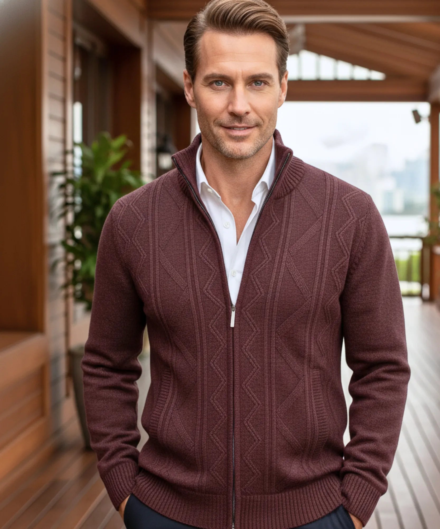 Comprar Suéter Masculino Tricot Botões Forro Xadrez Casual ZARA