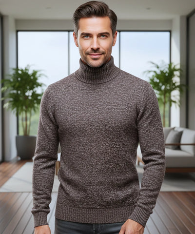 Comprar suéter masculino em tricot com gola alta para o inverno, caimento ajustado e toque encorpado com estilo sofisticado