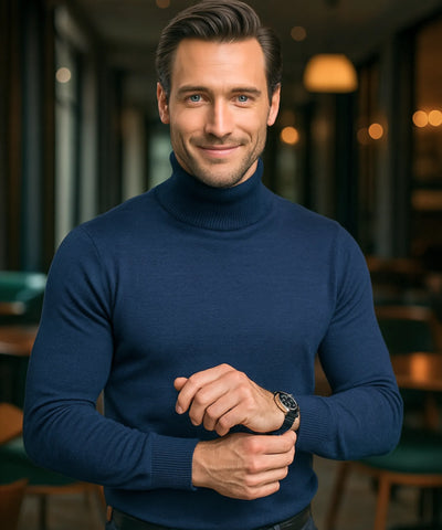 Suéter Masculino Tricot Gola Alta Premium Elegante | Tiê