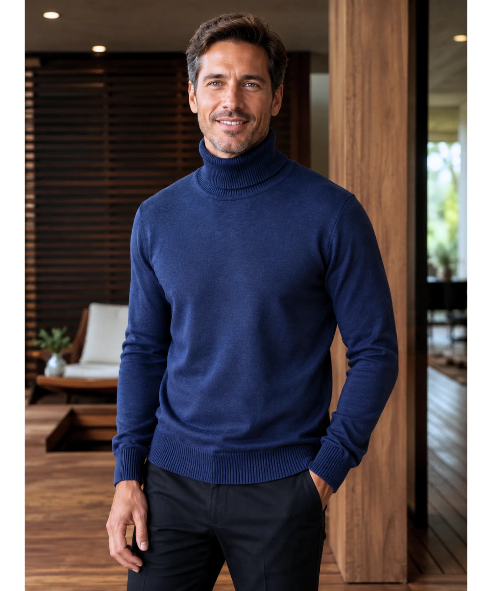Comprar suéter masculino tricot gola alta premium conforto elegante social casual barato promoção ZARA
