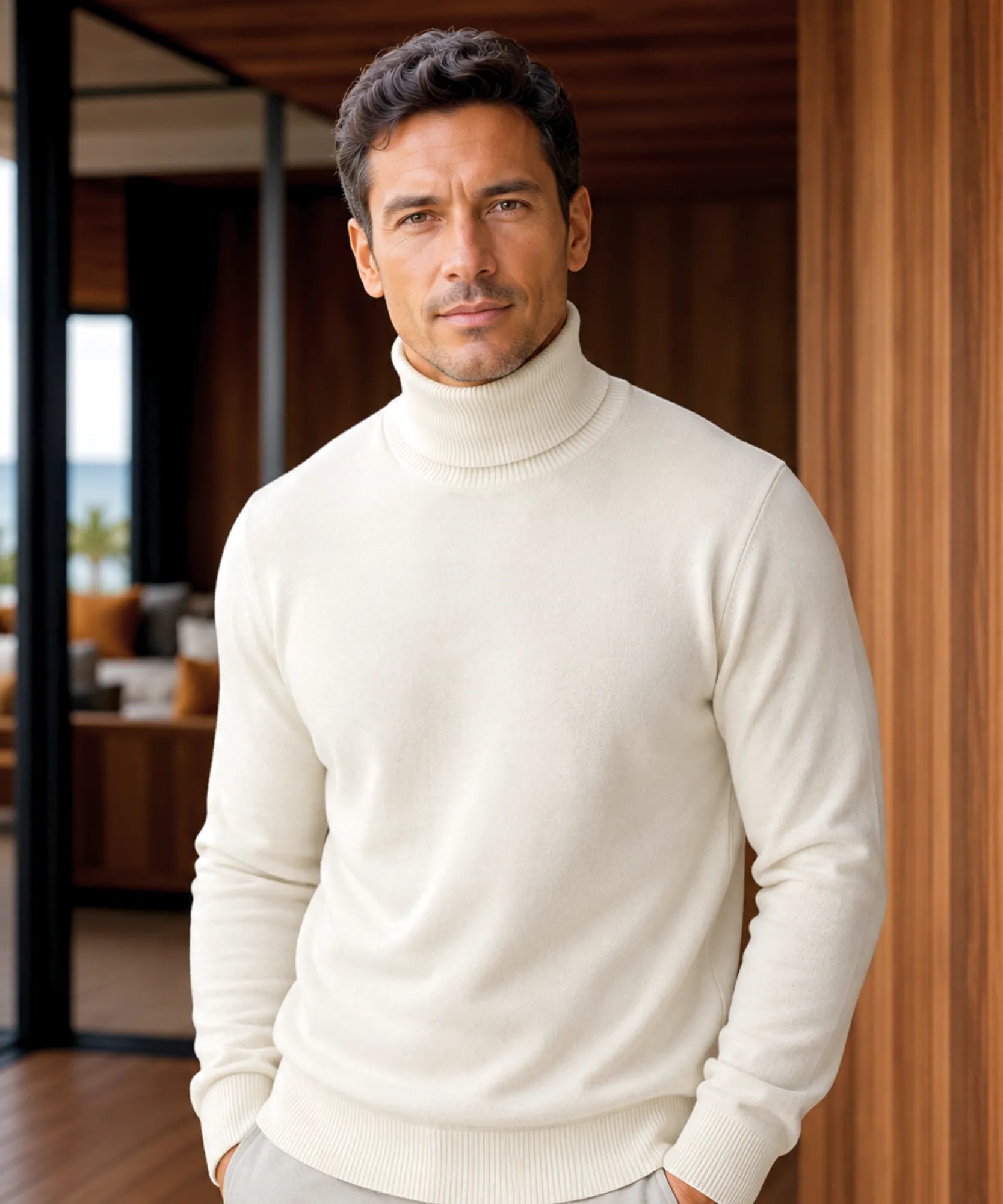 Comprar suéter masculino tricot gola alta premium conforto elegante social casual barato promoção ZARA