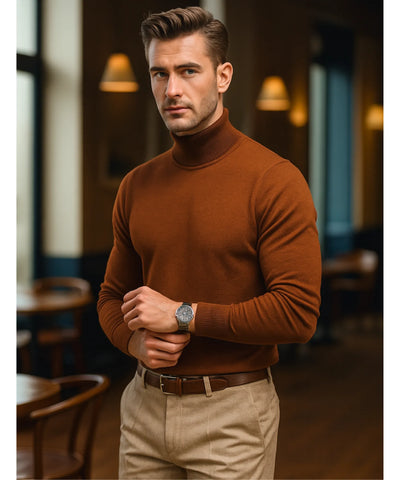 Suéter Masculino Tricot Gola Alta Premium Elegante | Tiê