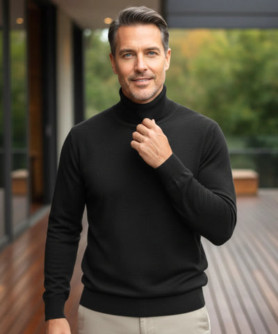 Comprar suéter masculino tricot gola alta premium conforto elegante social casual barato promoção ZARA