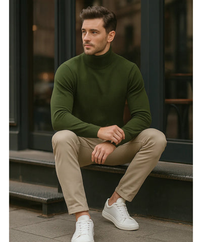 Suéter Masculino Tricot Gola Alta Premium Elegante | Tiê